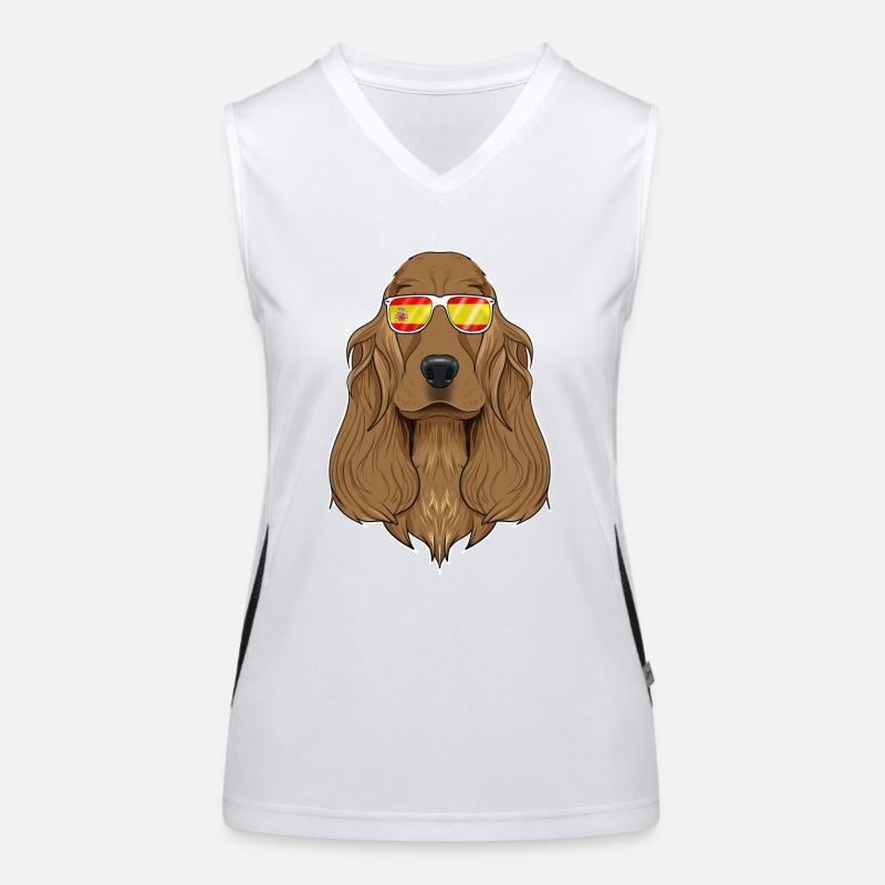 Cocker Spaniel I Espagne Lunettes de soleil I Drapeau espagnol Débardeur respirant contrasté Femme