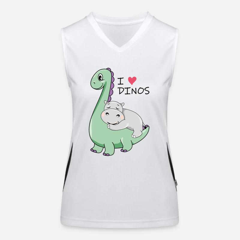 Ich liebe Dinos Funktionelles Kontrast-Tank Top für Frauen