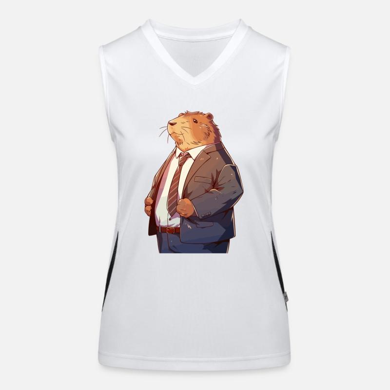 Capybara as an office worker - Women's Functional Contrast Tank Top - white/black