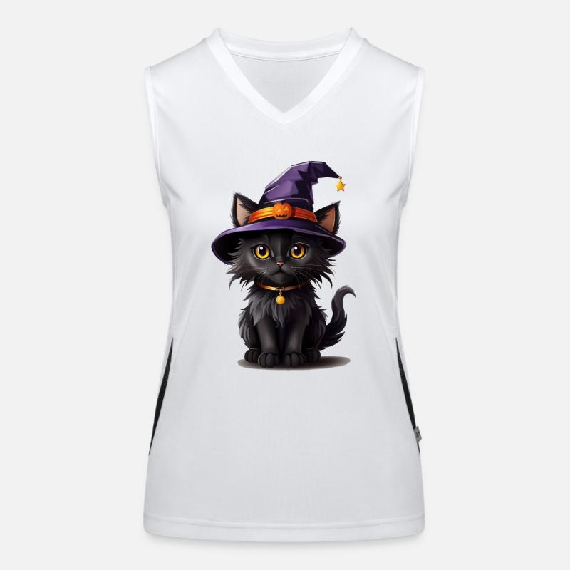 Chat citrouille Helloween Débardeur respirant contrasté Femme
