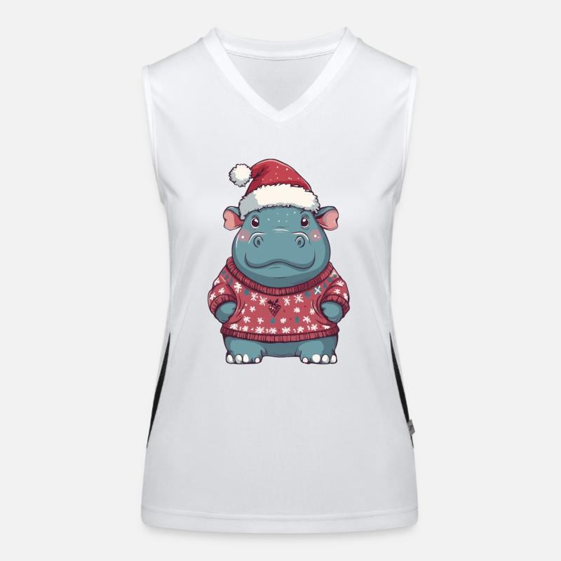 Nilpferd Weihnachten Funktionelles Kontrast-Tank Top für Frauen