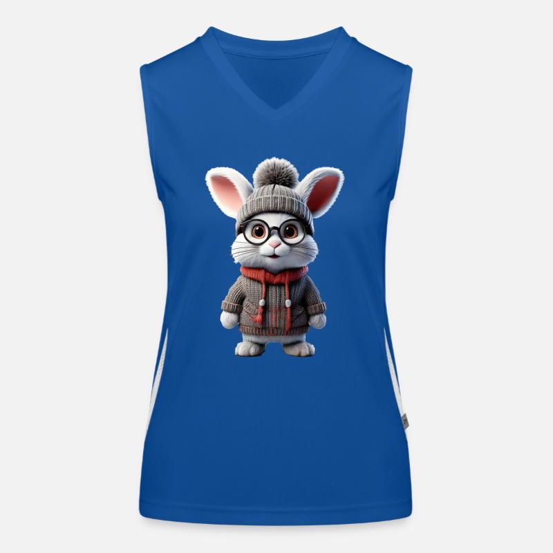 Süsses Kaninchen mit Strickpullover Funktionelles Kontrast-Tank Top für Frauen
