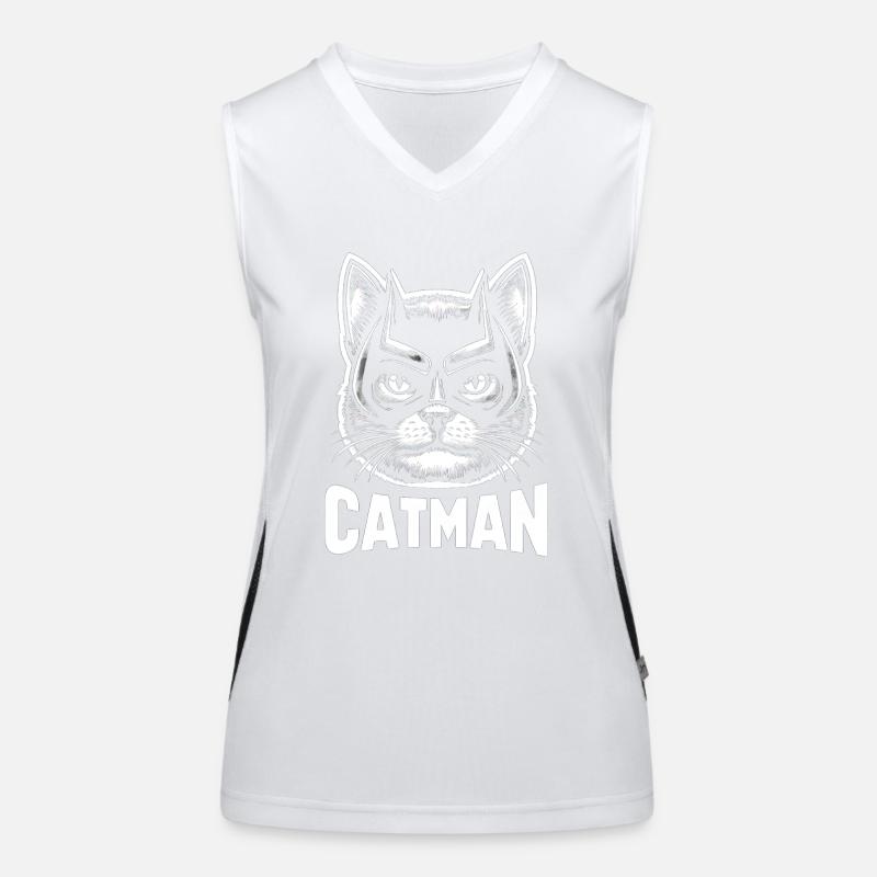 Catman Superheld Katze mit Mask Funktionelles Kontrast-Tank Top für Frauen