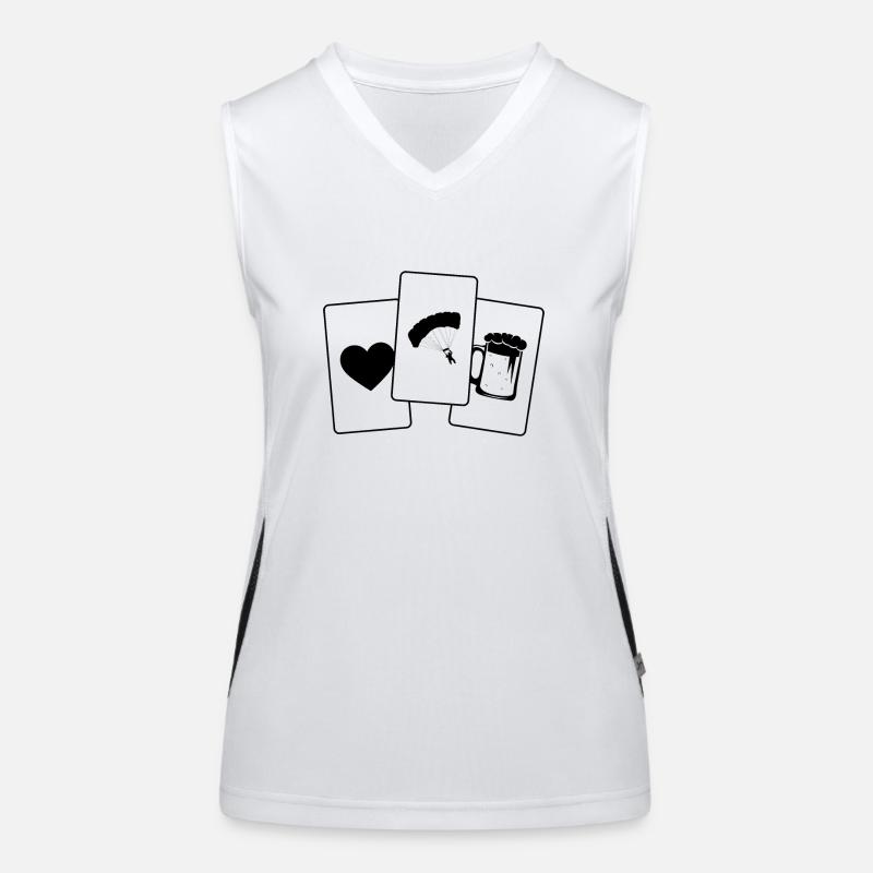 Herz - Bier - Gleitschirmfliegen - Funktionelles Kontrast-Tank Top für Frauen
