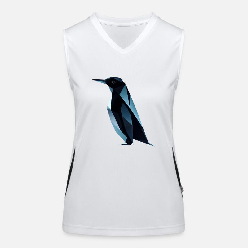 Cute Penguin Low Poly Design Women's Functional Contrast Tank Top