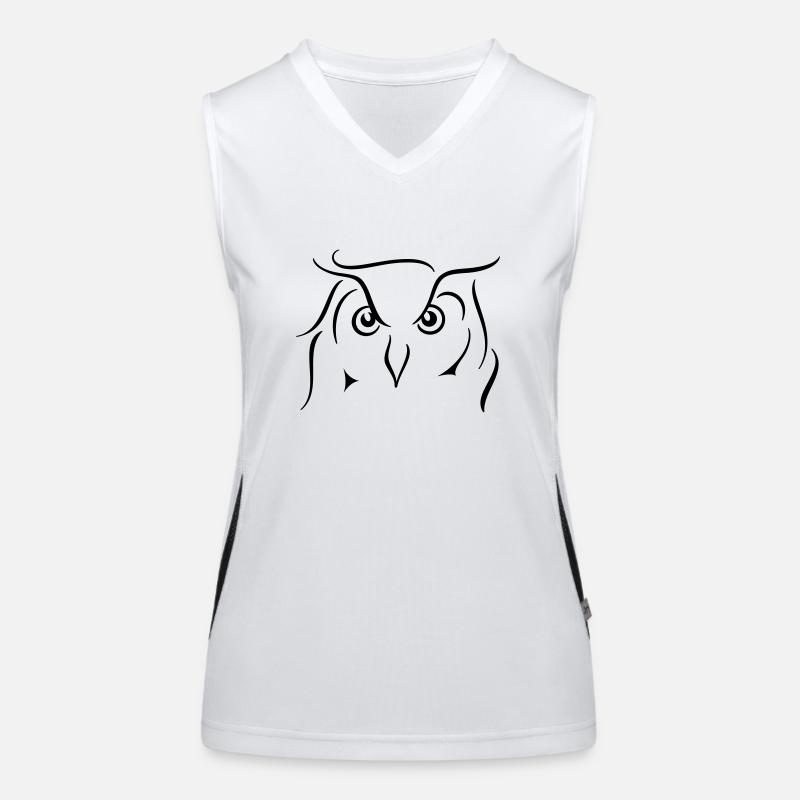Eagle owl - line drawing gift idea gift Women's Functional Contrast Tank Top