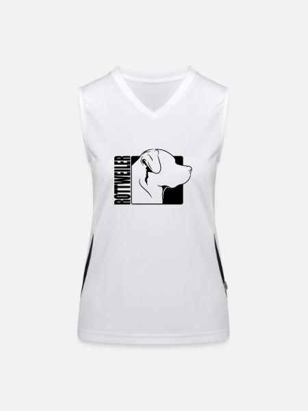 Rottweiler Profil Chiens Chien Wilsigns - Débardeur respirant contrasté Femme - blanc/noir - Devant