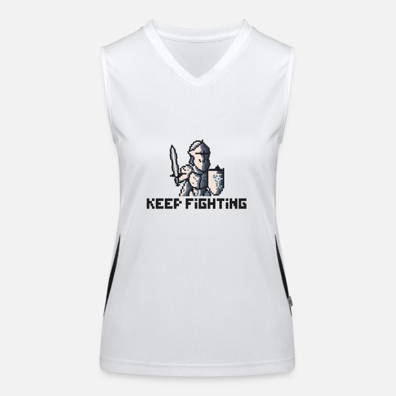 Pixel Art Knight - Keep Fighting - Women's Functional Contrast Tank Top - white/black