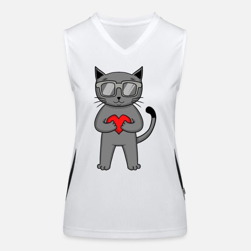 Britisch Kurzhaar Katze mit Sonnenbrille und Herz Funktionelles Kontrast-Tank Top für Frauen