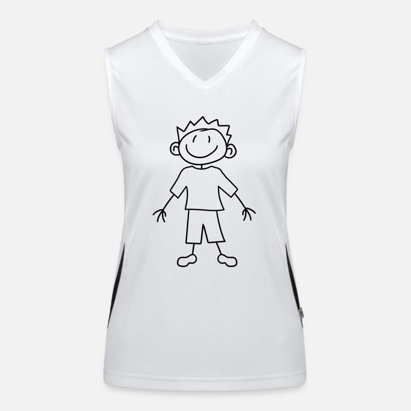 painted child scribble comic cartoon young man cool Women's Functional Contrast Tank Top
