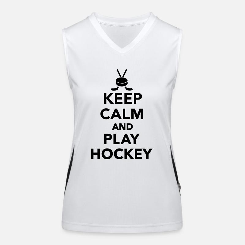 Keep calm and play Hockey Funktionelles Kontrast-Tank Top für Frauen