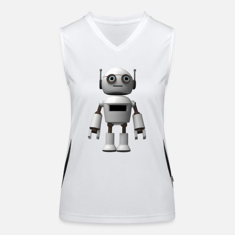 Robot blanc avec de grands yeux Débardeur respirant contrasté Femme