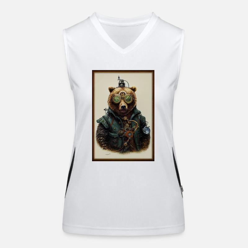 Steampunk-Bär Funktionelles Kontrast-Tank Top für Frauen