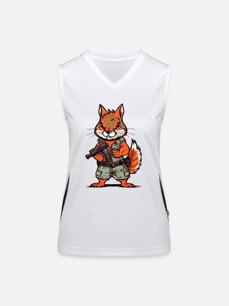 Eichhörnchen bis an die Zähne bewaffnet - Funktionelles Kontrast-Tank Top für Frauen - Weiß/Schwarz - Vorne