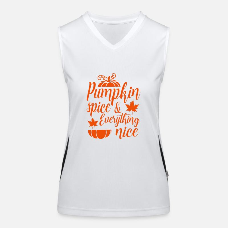 Pumpkin Spice And Everything Nice. Thanksgiving. Women's Functional Contrast Tank Top