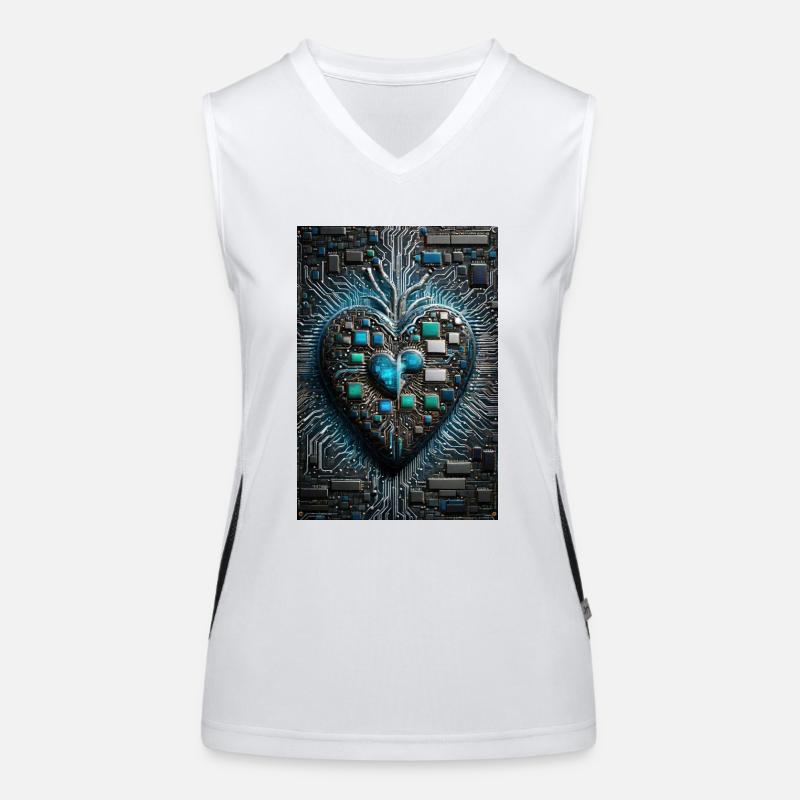 Das Herzstück der Valentinstags-CPU eines Computermanns Funktionelles Kontrast-Tank Top für Frauen