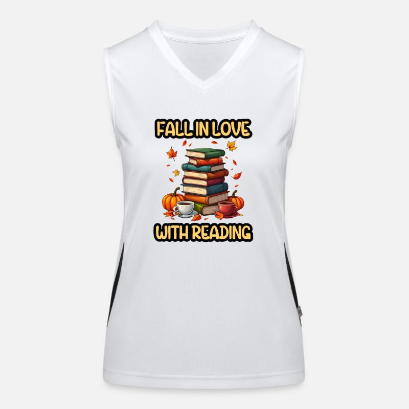 fall in love with reading, Cute fall bookworm Women's Functional Contrast Tank Top