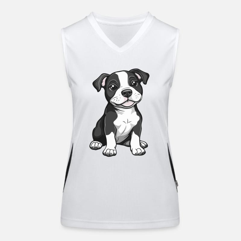 Pitbul Terrier Hund Comic Niedlich Pit Funktionelles Kontrast-Tank Top für Frauen