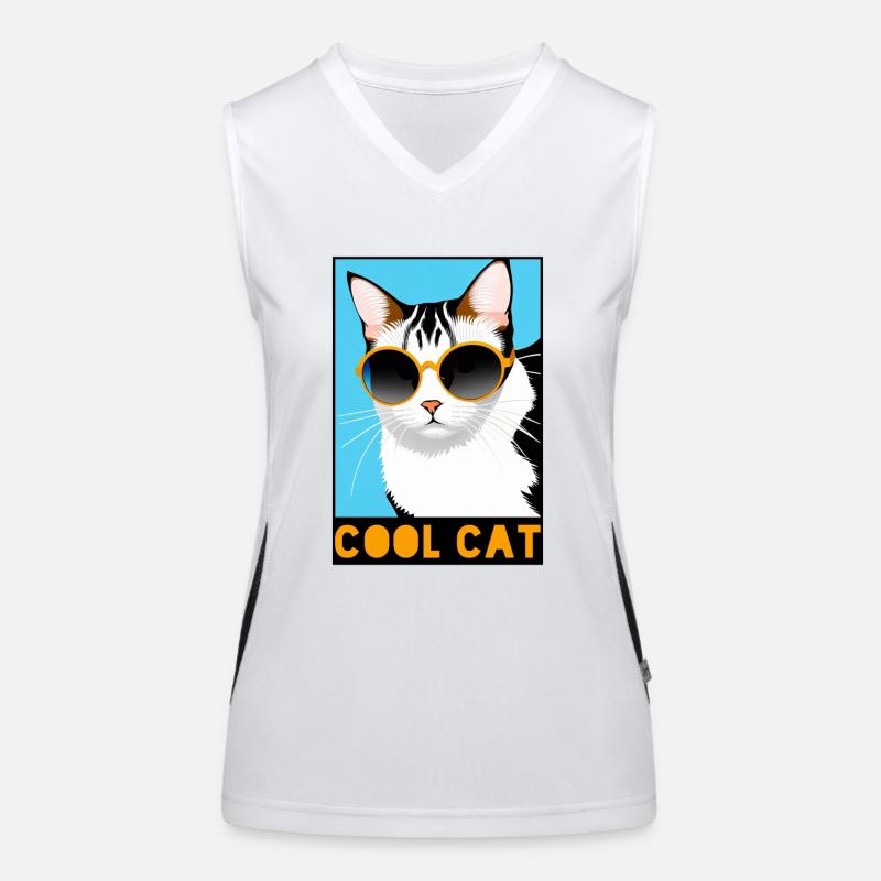 Fun Cool Cat - Stylish Feline Meme Women's Functional Contrast Tank Top