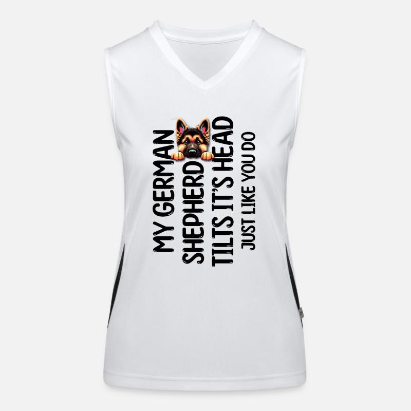 My German Shepherd Tilts It's Head Just Like You D Women's Functional Contrast Tank Top