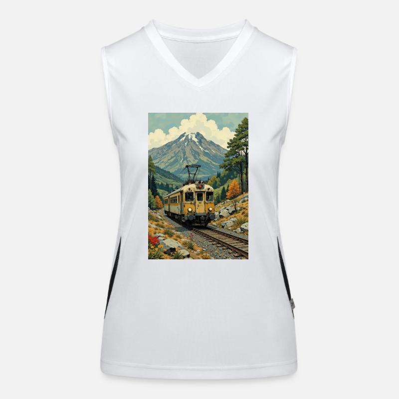 Retro Train Image Women's Functional Contrast Tank Top