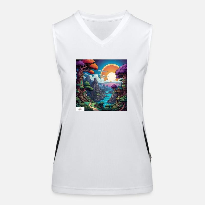 Comic-Welt Traumlandschaft Funktionelles Kontrast-Tank Top für Frauen