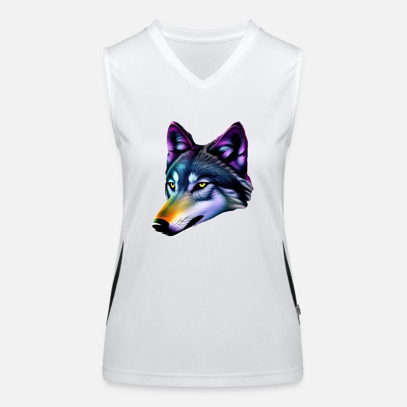 Bunter Wolf Funktionelles Kontrast-Tank Top für Frauen