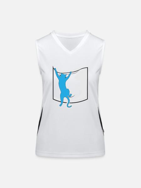 chat dans votre poche - Débardeur respirant contrasté Femme - blanc/noir - Devant