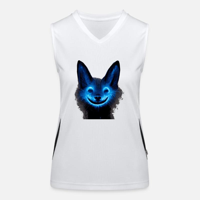 Blue dog in ghost look Women's Functional Contrast Tank Top