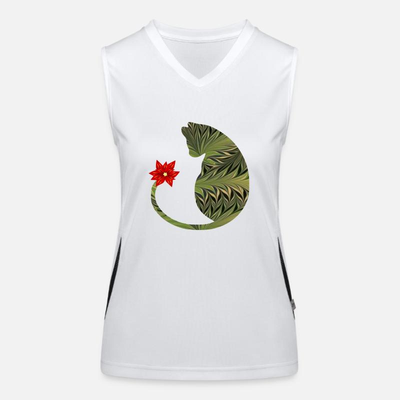 cat with flower e 101 Women's Functional Contrast Tank Top