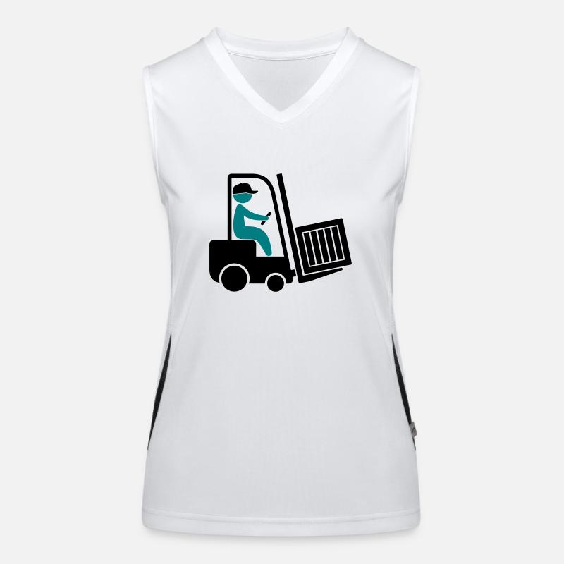 A forklift transporting a box Women's Functional Contrast Tank Top