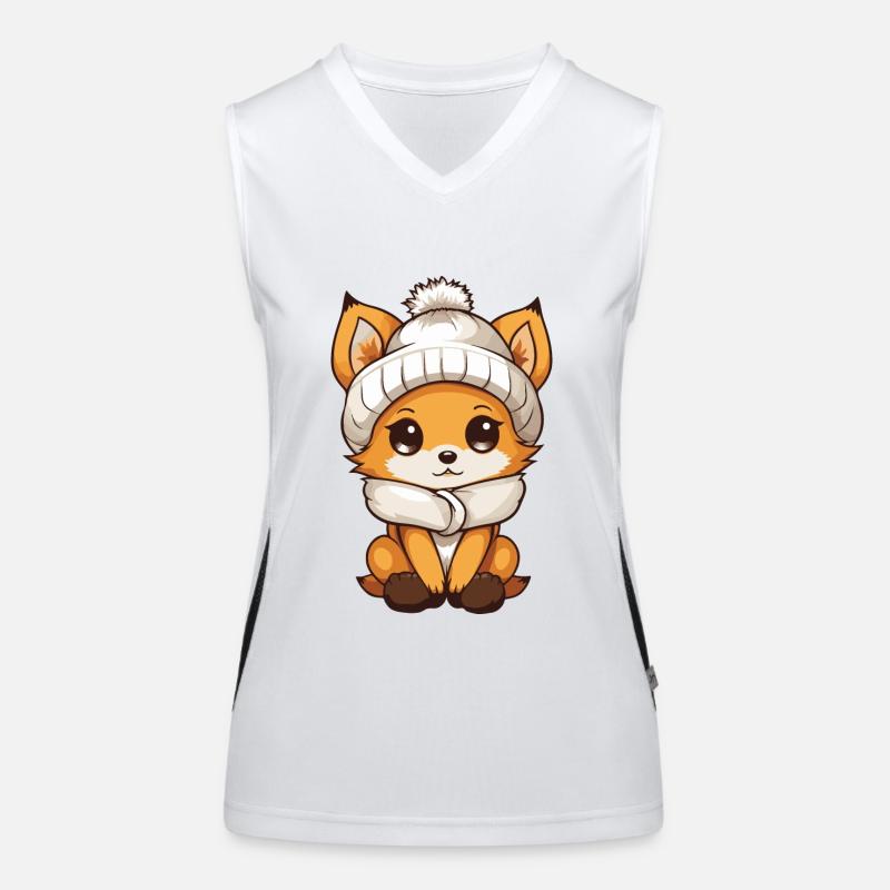 Fuchs Winter Comic Funktionelles Kontrast-Tank Top für Frauen