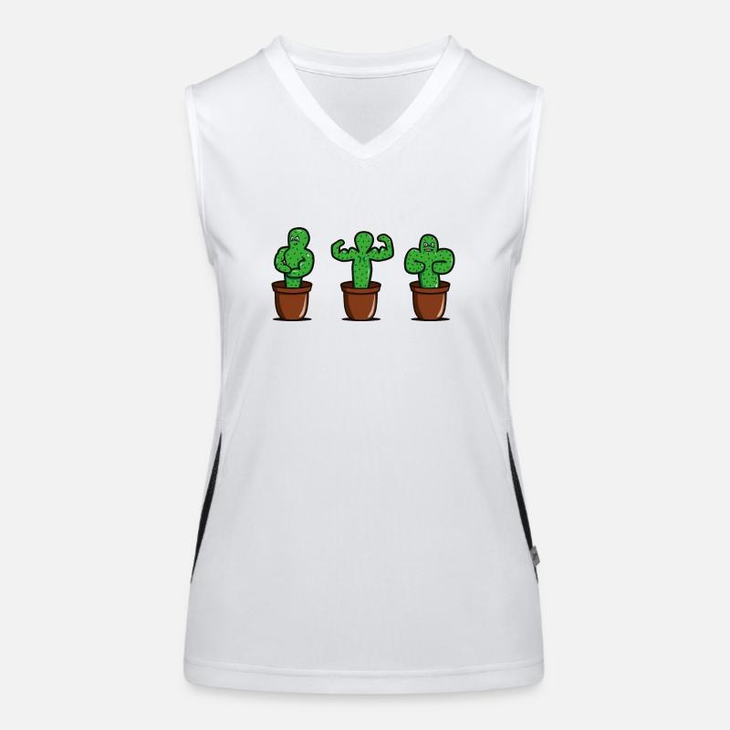 cactus with muscles - Women's Functional Contrast Tank Top - white/black