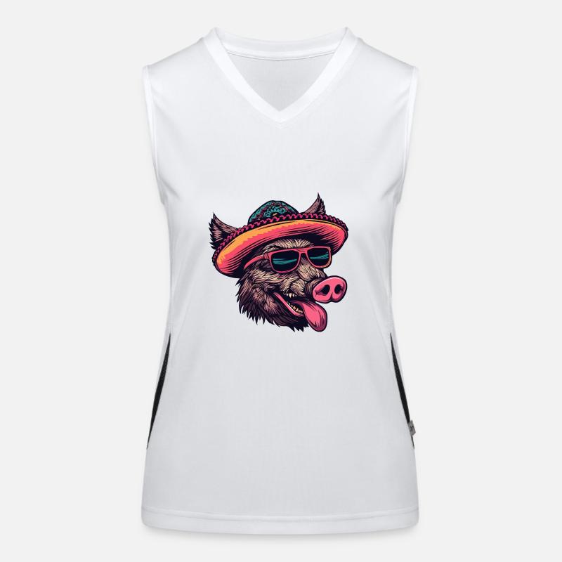 Pig Sombrero Wild Boar Women's Functional Contrast Tank Top