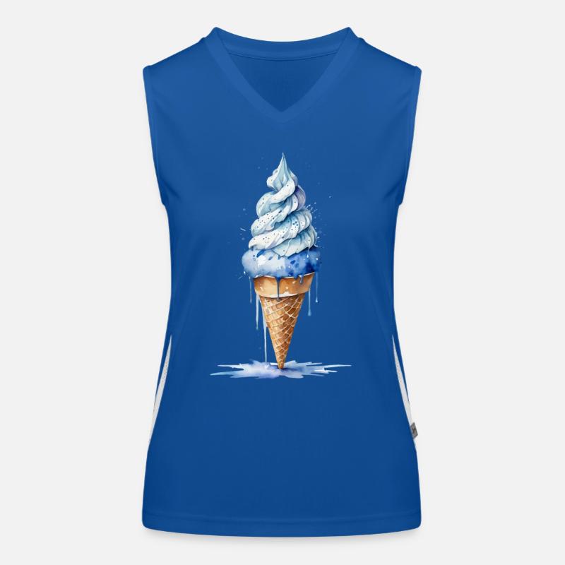 Kühl und erfrischend - Blue Cream Cone Funktionelles Kontrast-Tank Top für Frauen