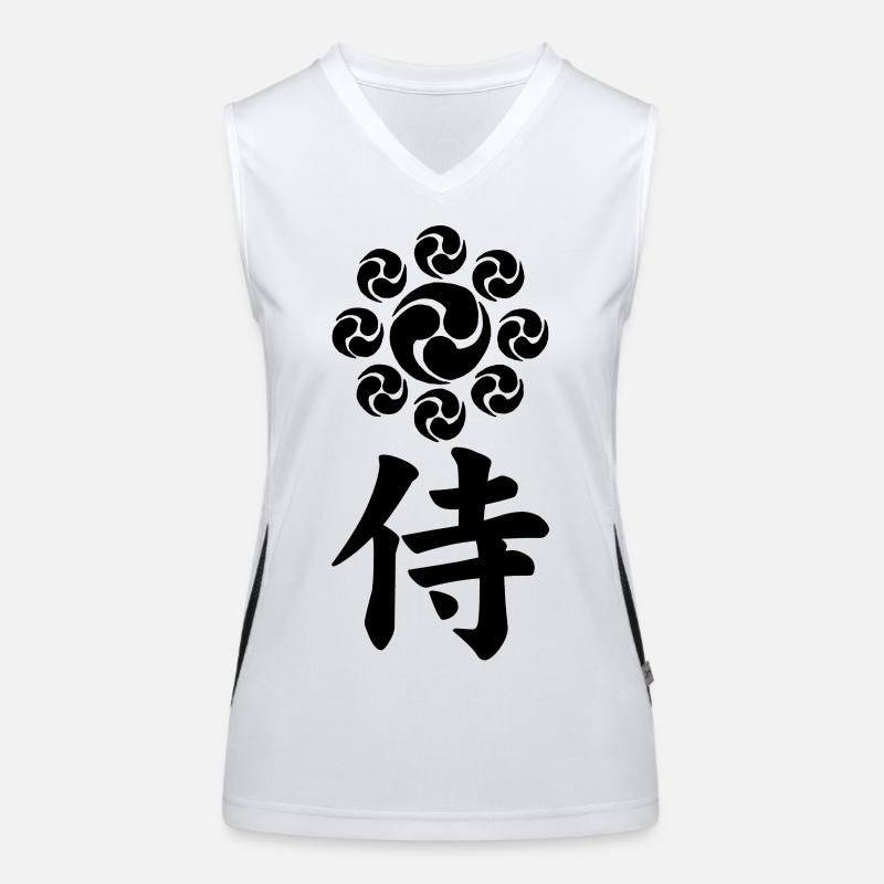 Samurai-Emblem des Uesugi-Clans (schwarz) Funktionelles Kontrast-Tank Top für Frauen