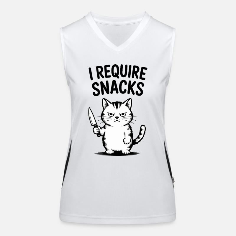 I Require Snacks Funny Cat Women's Functional Contrast Tank Top
