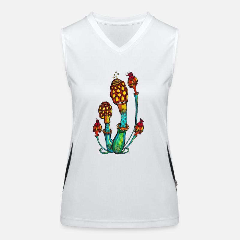 Magic Mushrooms, Psychedelic, Goa, Trance, Rave Women's Functional Contrast Tank Top
