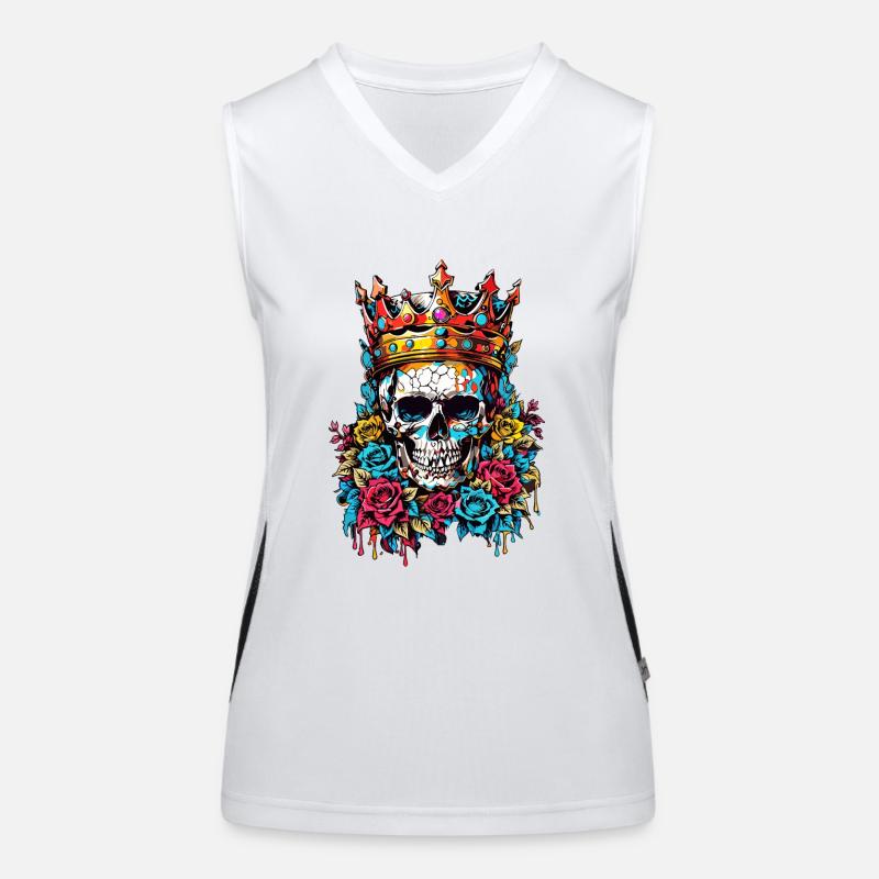 Totenkopf mit Krone Funktionelles Kontrast-Tank Top für Frauen