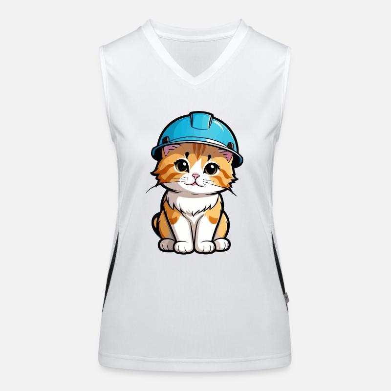 Kätzchen mit Schutzhelm Funktionelles Kontrast-Tank Top für Frauen