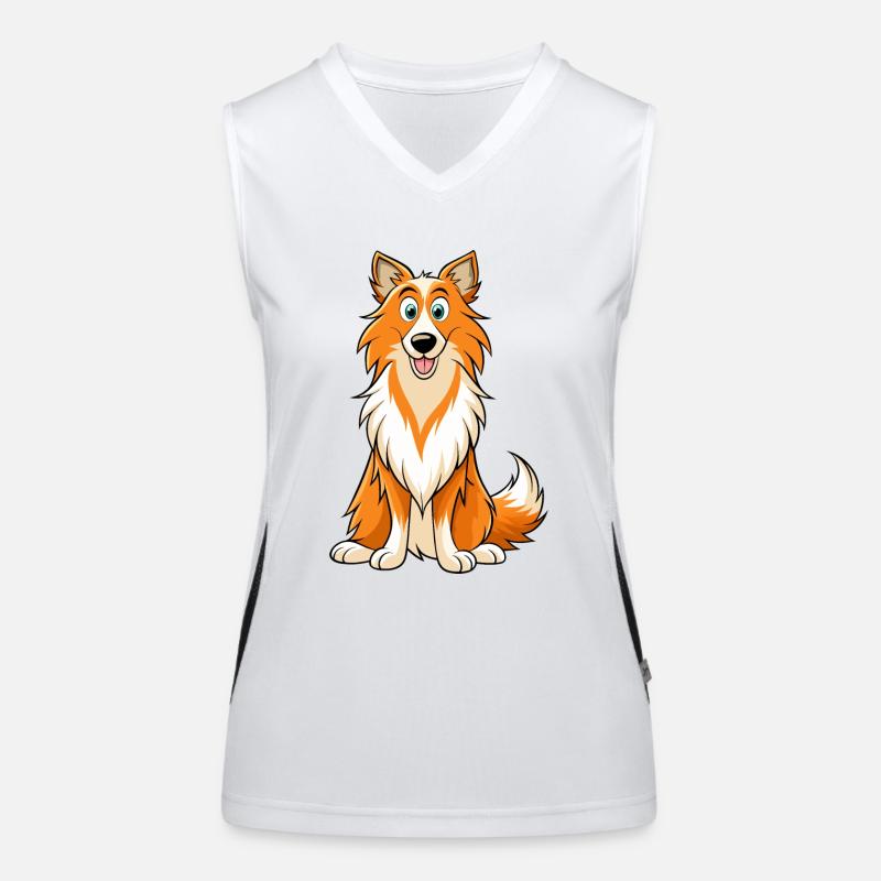 Gentle Expression Collie Digital Art Women's Functional Contrast Tank Top