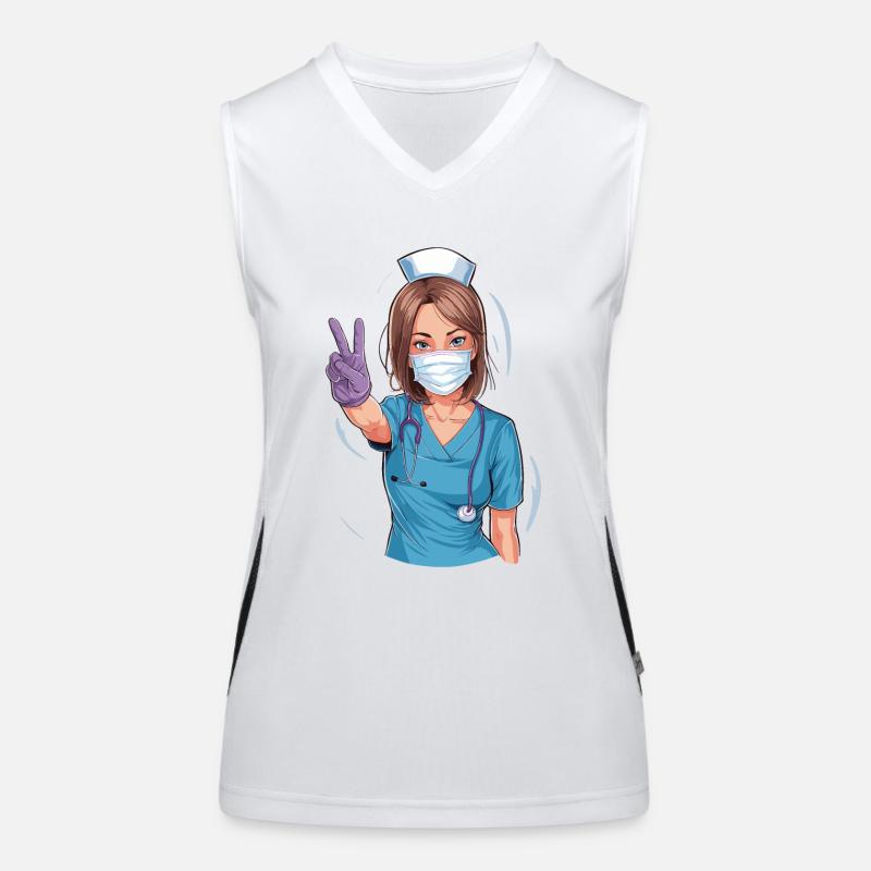 Lustige Krankenschwester mit Humor Funktionelles Kontrast-Tank Top für Frauen