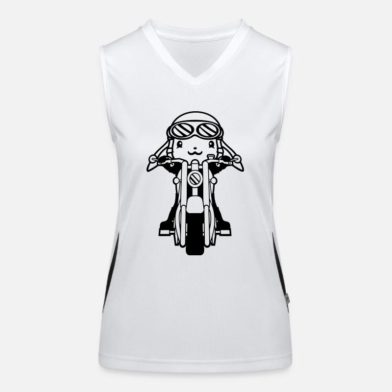 Bunny Motorcycle Riding Biker Rider Scooter Moped Cool Women's Functional Contrast Tank Top