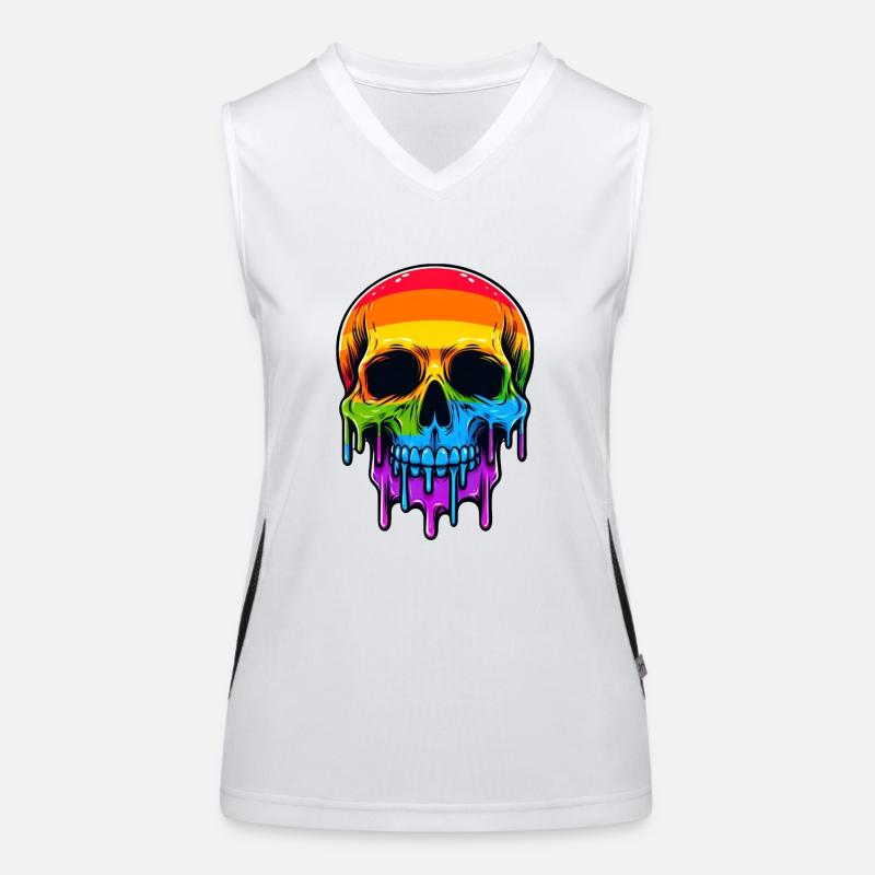 Melthing Regenbogen Schädel Funktionelles Kontrast-Tank Top für Frauen