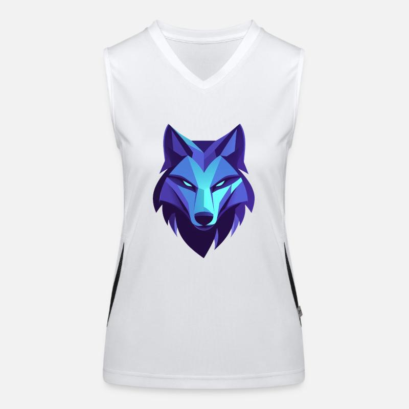 Geometric Calm Wolf Logo, Wolf Emblem Women's Functional Contrast Tank Top