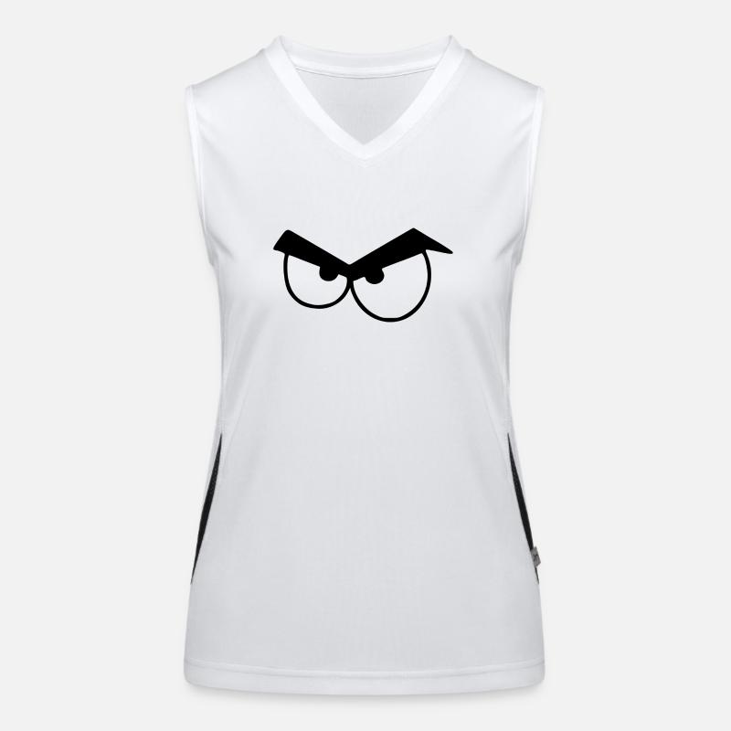 Angry eyes with eyebrows. Women's Functional Contrast Tank Top