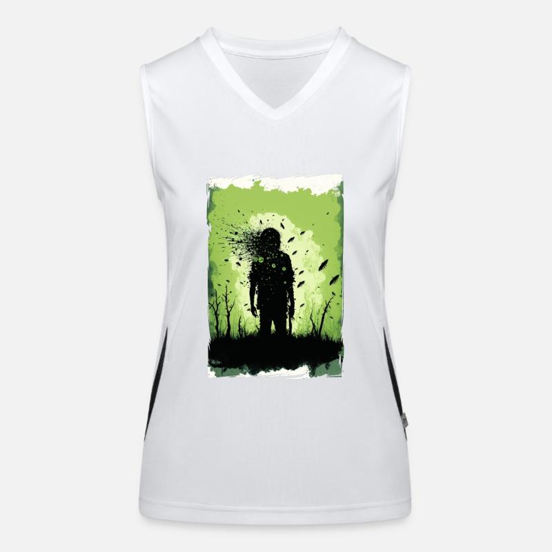 Zombie Illustration Minimalist Design Women's Functional Contrast Tank Top