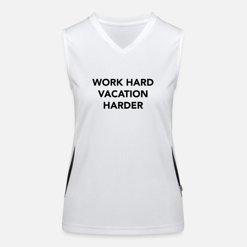 Work hard vacation harder Funktionelles Kontrast-Tank Top für Frauen