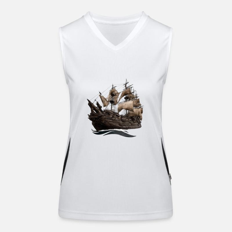 Ghost Ship Cursed Ship Women's Functional Contrast Tank Top