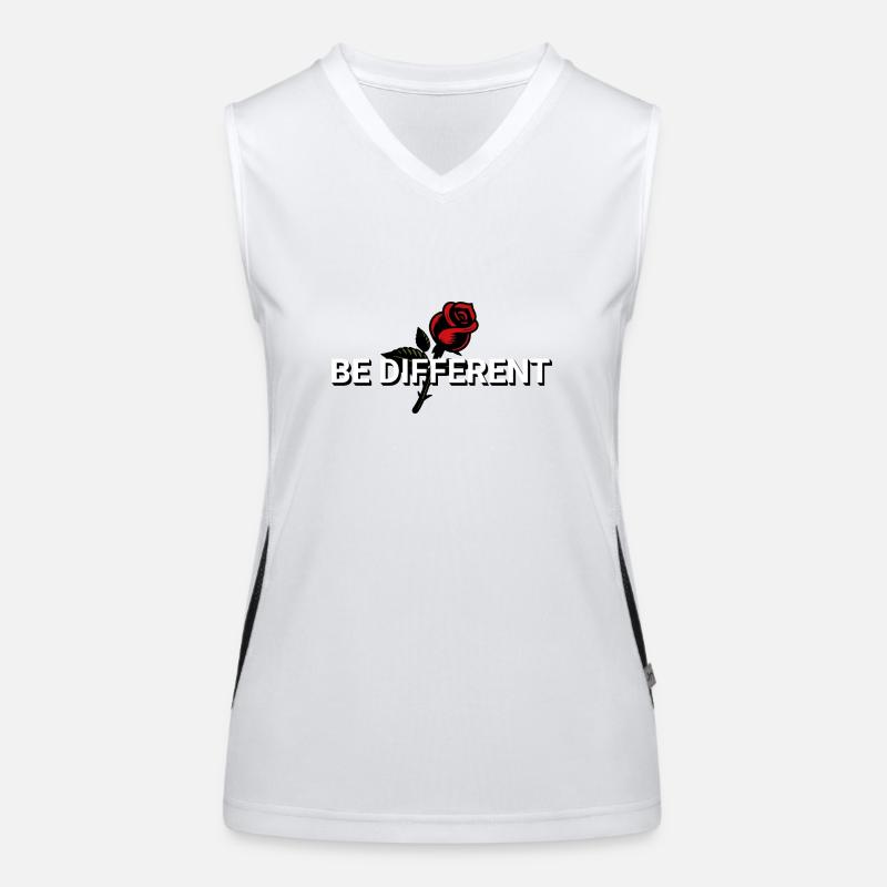 BE DIFFERENT – Red Rose Self-Love Positivity Women's Functional Contrast Tank Top